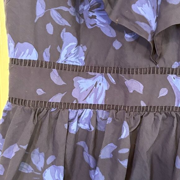 Kate Spade Hibiscus Ruffle V Neck Sleeveless Peplum Top - Picture 3 of 7